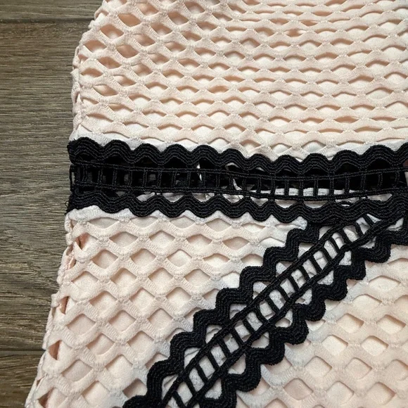 TopShop Geo Lace Midi Dress, Pink/Black, Fitted, NWT Size 6, Sleeveless - Picture 10 of 15